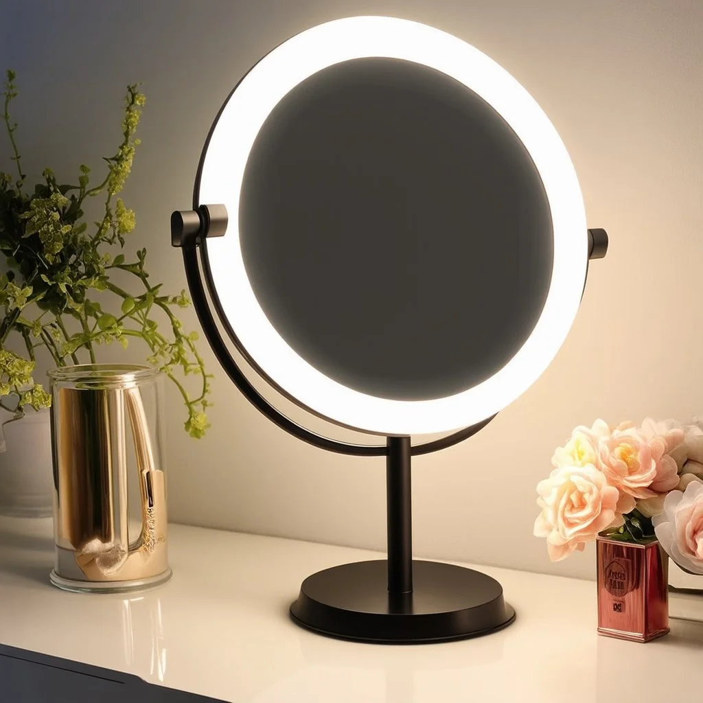 A bright makeup mirror with light