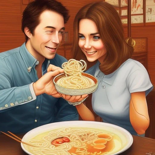 Me enjoying ramen with a happy Princess Kate in Tokyo