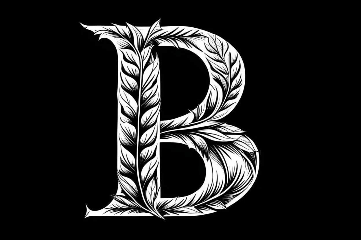 LETTER 'B' CANABIS LEAF BLACK AND WHITE