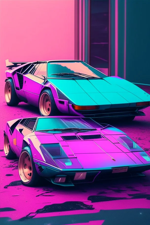 Vaporwave lamborghini miura