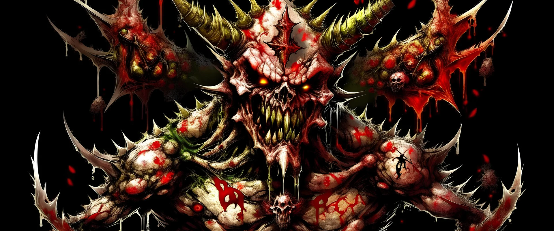 {Greedy} {Greediest} {Gluttony} {Beelzebub lord of flies}{Carrion} {“chaos and salvation!!} - {“Diabolos, Sealed God of Madness!!} -{realism} - {photographic} - [LOGO] chaotic being, detailed, unique, and immersive style!! imaginative idealization {“Devourer of worlds!!} : :-1