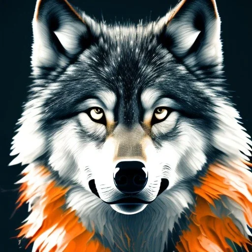 Wolf, red, orange, yellow, green, blue, purple, masterpiece, expert, 8K, hyperrealism, sharp focus, cinematic lighting