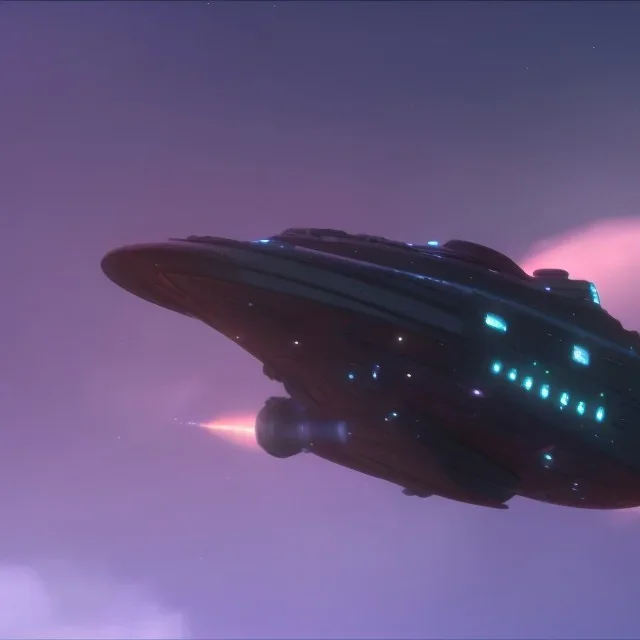 Sci-Fi Spaceship Flying through a galaxy