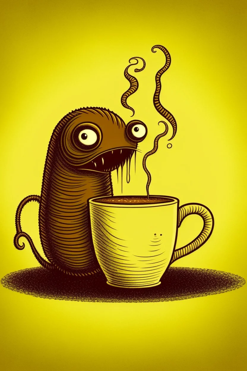 leech drinking coffee