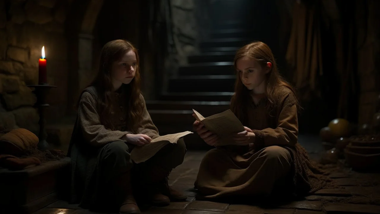 In this exciting chapter, Sam and Lily realize that their mission is not limited to confronting terrifying challenges, but rather a greater axis than life and death. They gather to sit down over an ancient mystery, which is considered the key to restoring peace to the Ghost Children. The scene reflects an atmosphere of seriousness and deep thought, as Sam and Lily contemplate the points and details of the puzzle. The atmosphere is quiet, clouded by silence and the sensitivity of the moment, as