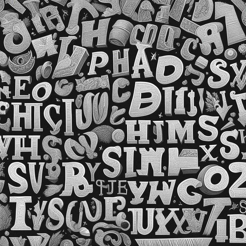 [art in Hedcut style] font alphabet