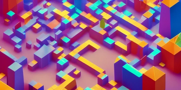 3D colorful geometric installation, simplistic, studio lighting, C4D, 16k, Behance, Artstation, centered, top down camera, vibrant