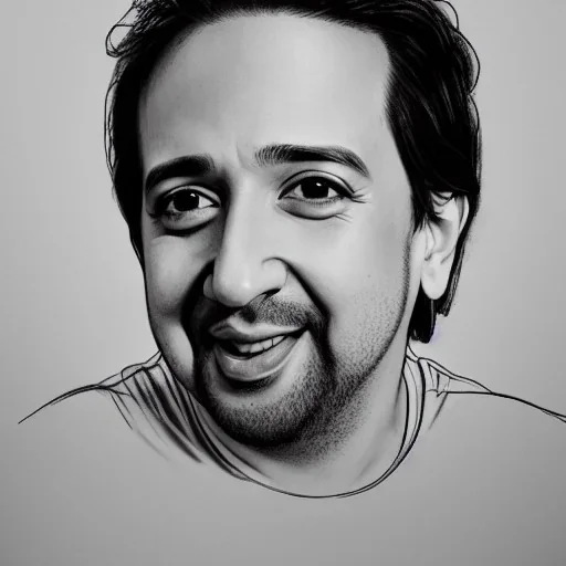 high-quality, fine-detail close-up pen and pencil sketch of Lin-Manuel Miranda, portrait, 8k resolution, intricate, digital art, detailed matte painting, photorealistic, volumetric lighting, Rafael Augusto, Juan Francisco Casas, Anne Dittman, Anne Stokes, greg rutowski