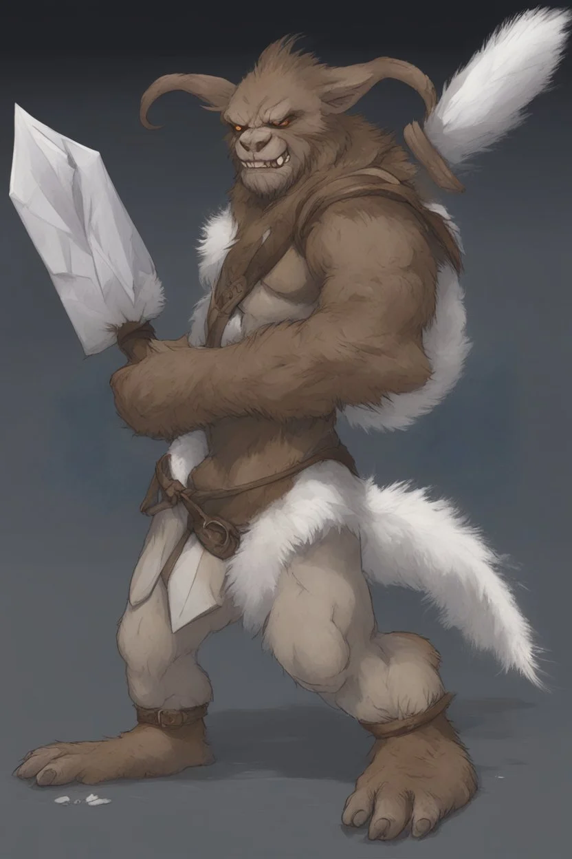 Dnd a bugbear with white fur and a blue nose