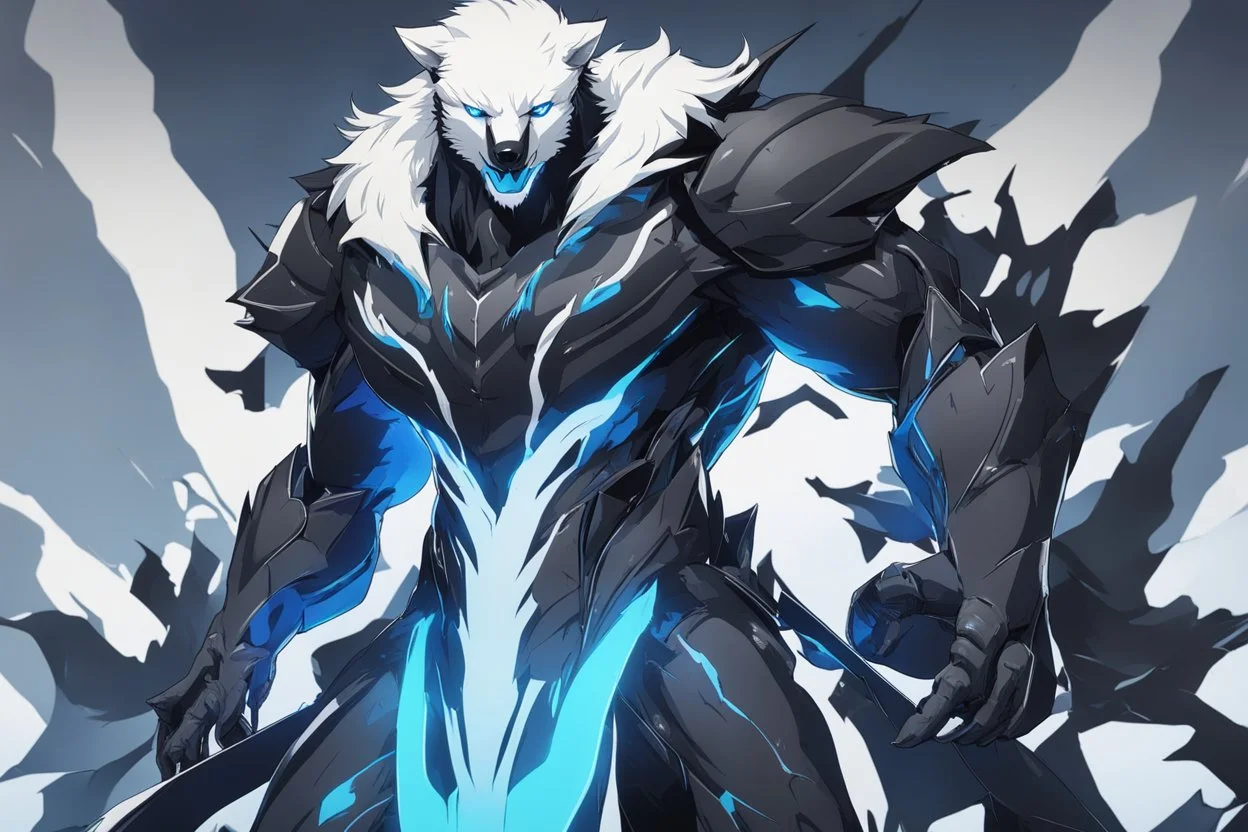 white bear in 8k solo leveling shadow artstyle, symbiote them, blue ice and thunder, neon effect, blue thunder, full body, apocalypse, intricate details, highly detailed, high details, detailed portrait, masterpiece,ultra detailed, ultra quality