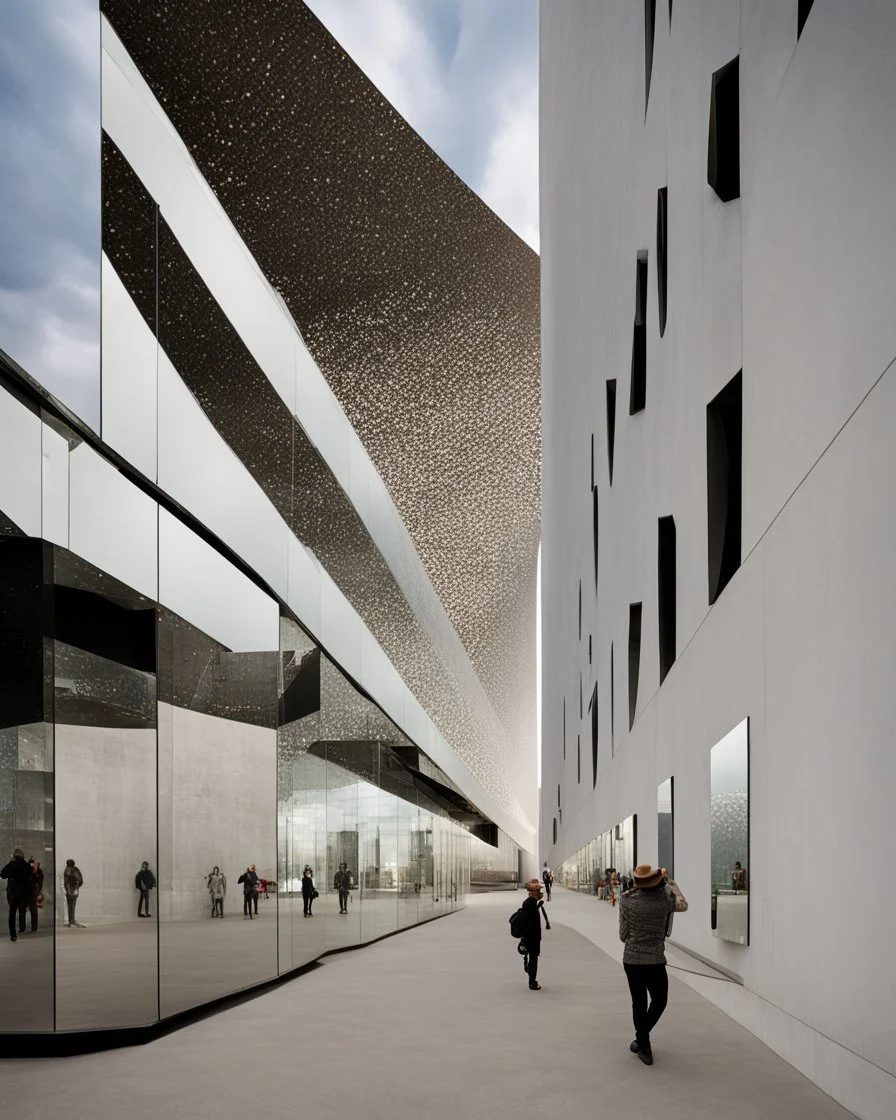 The museum's exterior facade is made of modern mirrors