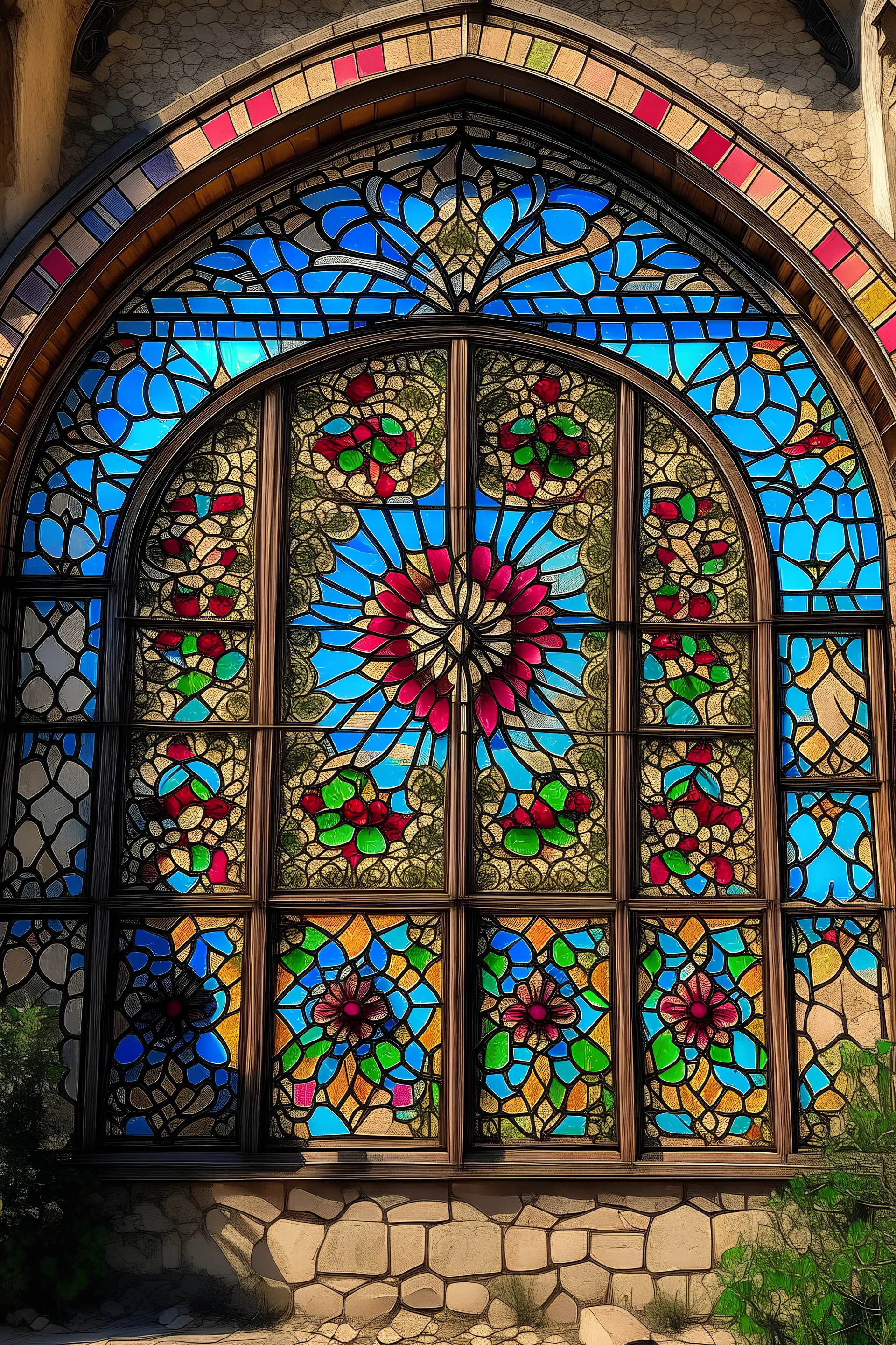 خانه ایرانی قدیمی پنجره گل رنگی