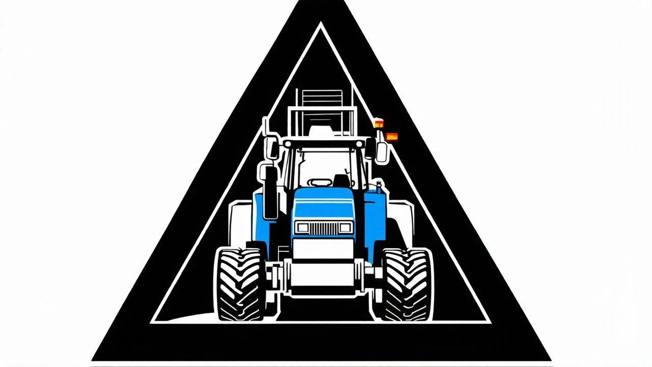 side profile of a modern tractor, simplified vector on white background