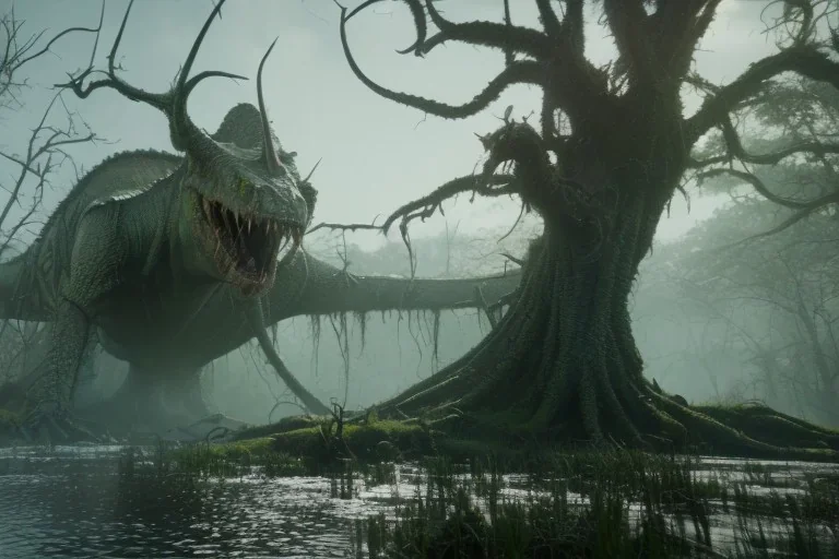 Grendels mother in a fantasy movie swamp