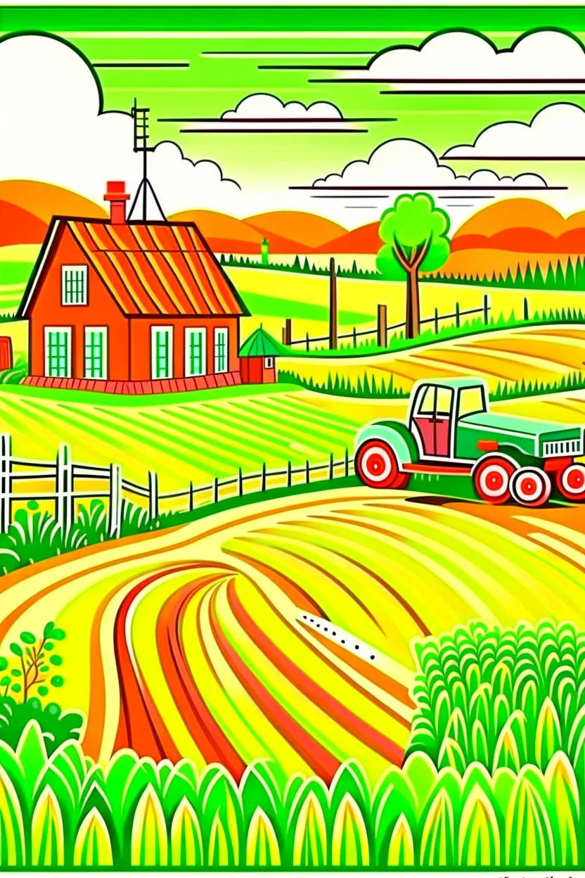 hand painted modern farming cartoon poster