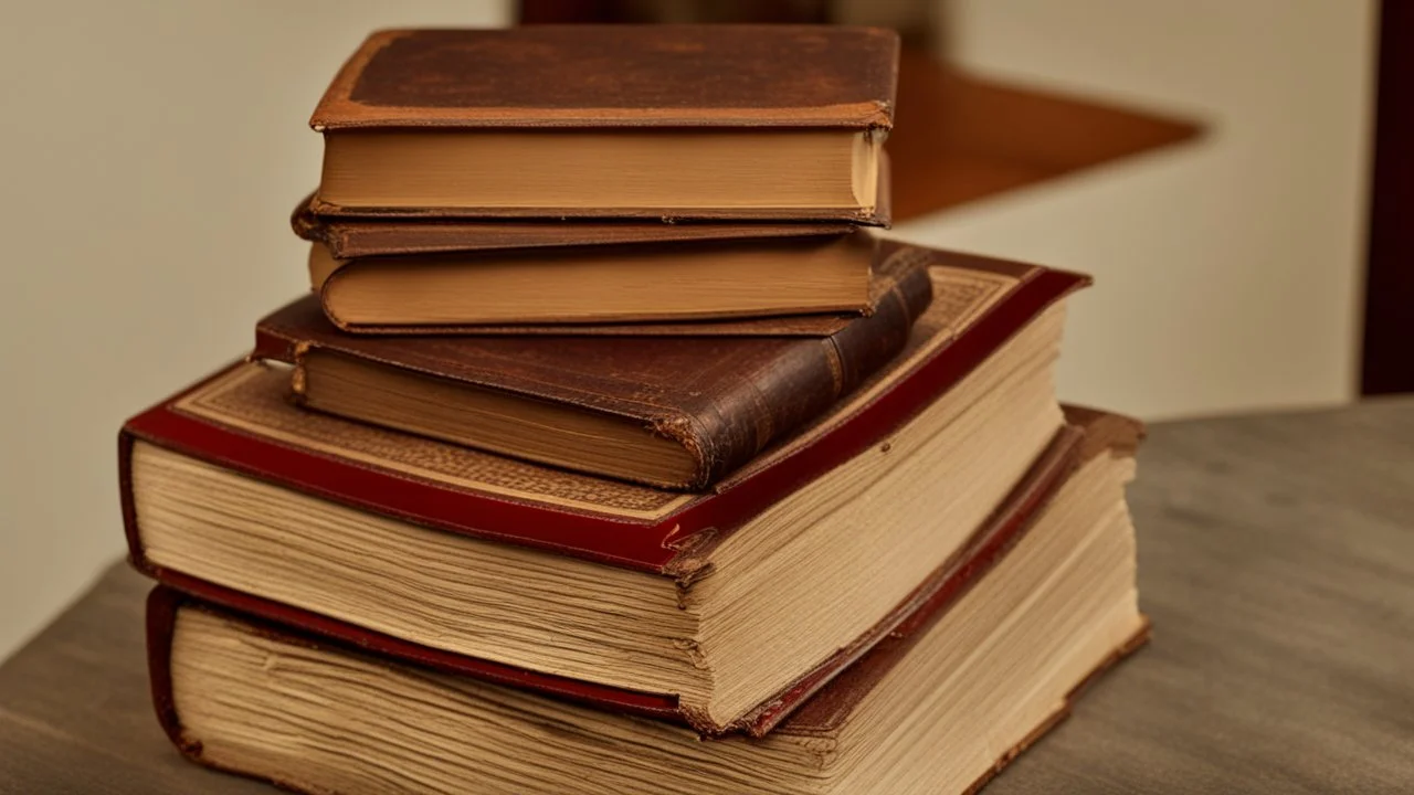 old books on the table in the hall