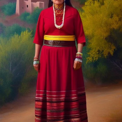 Full body portrait, painting, medium shot lady style of San Ildefonso pueblo