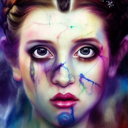 photorealistic princess leia in star wars ,braided hair, illustration on coarse canvas by <agnes cecile>, ornate and intricate details , soft smooth lighting, ultra detailed concept art,