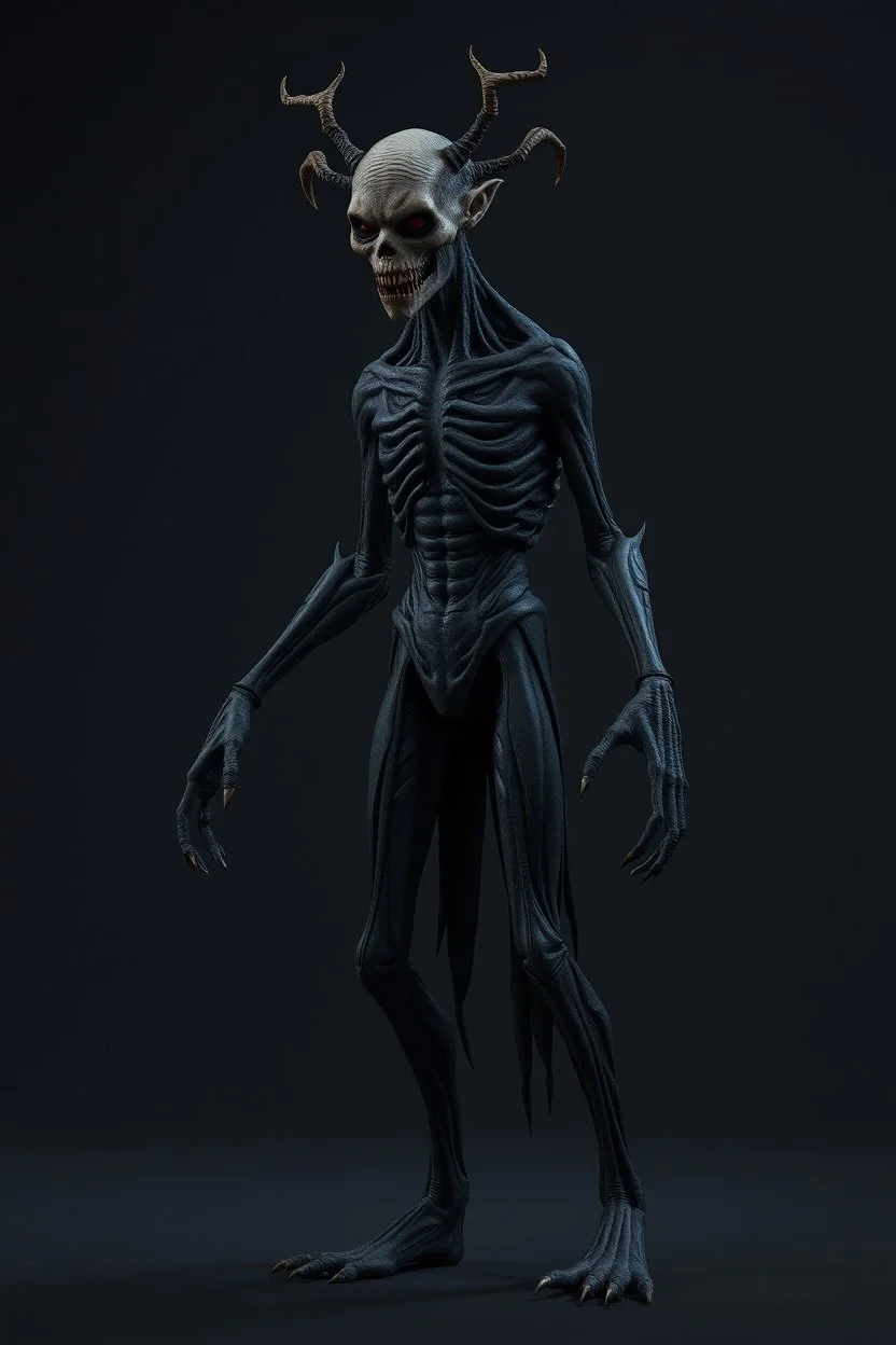 humanoid monster for a horror , silent hill style, creepy, 3d model, t-pose, full length, vampire