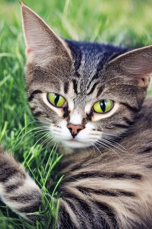 Can you imagine a world where even cats can explore the vastness of space? Well, behold the image of a feline astronaut enjoying a snack of grass while floating among the stars. Let your imagination run wild as you picture this cosmic kitty, and who knows, maybe one day we'll see it become a reality! Make sure the cat is enjoying some grass!