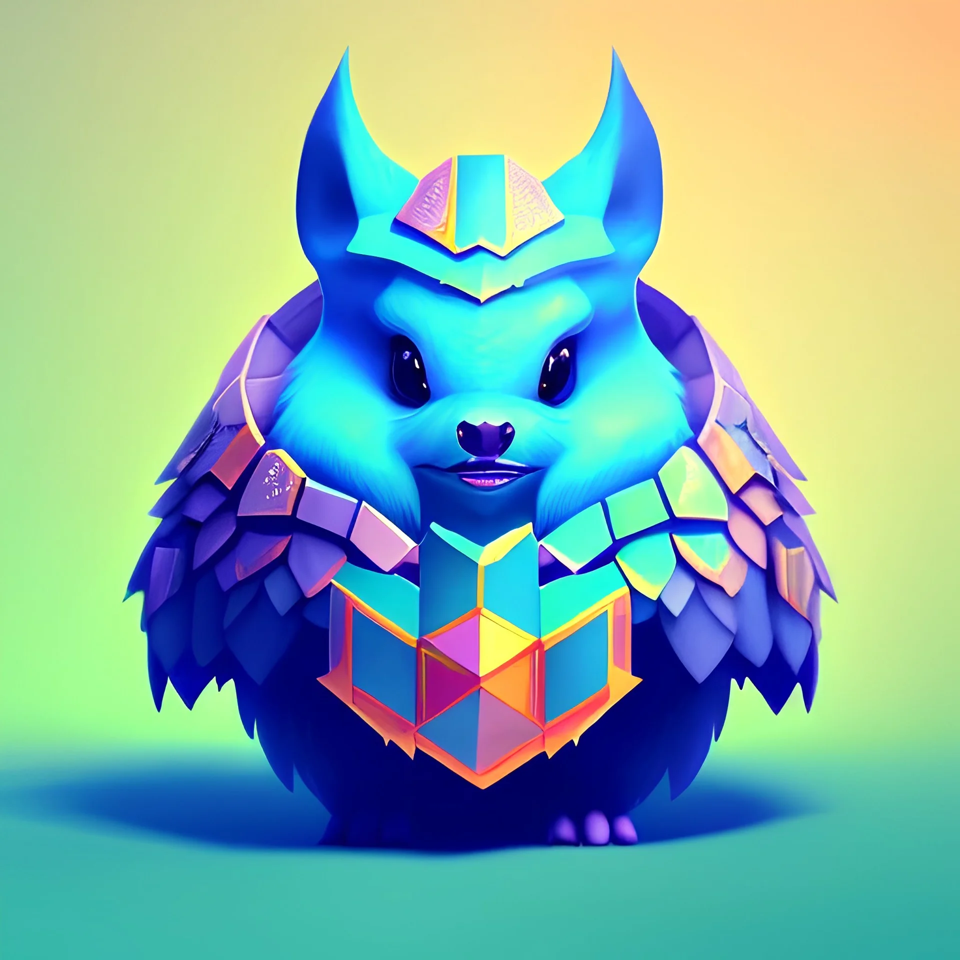 clean art of a cute fantasy creature made of segments of stone, soft lighting, soft pastel gradients, high definition