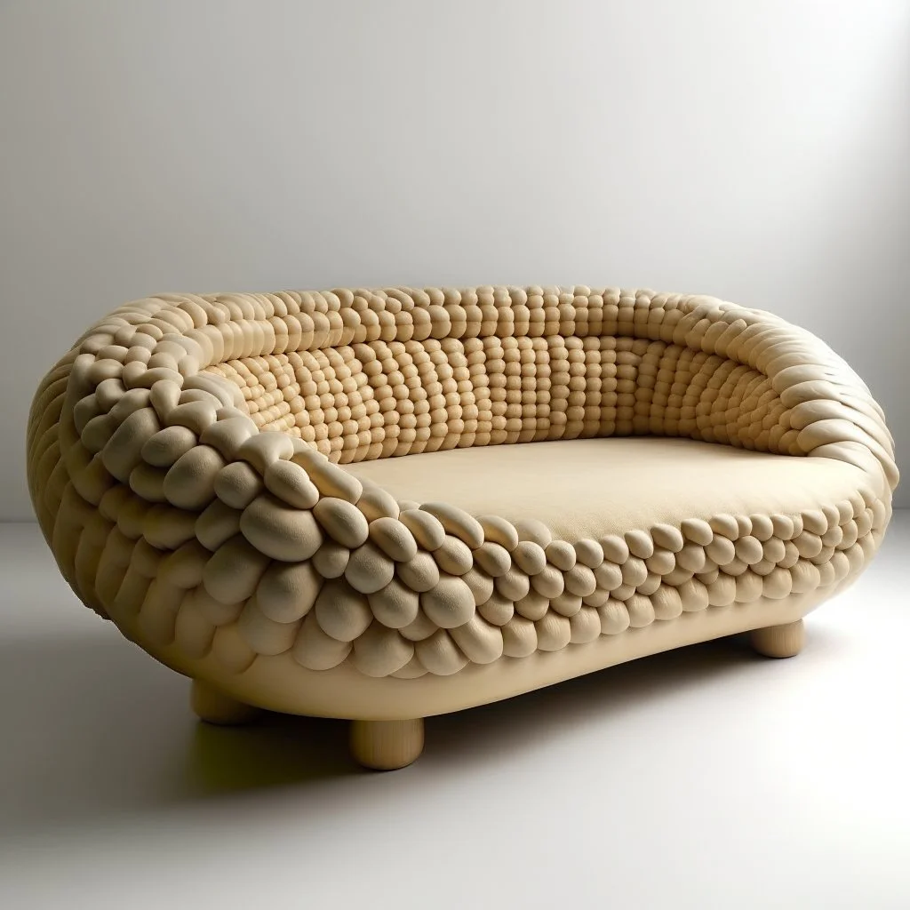 sofa inspired by the rounded pasta concept