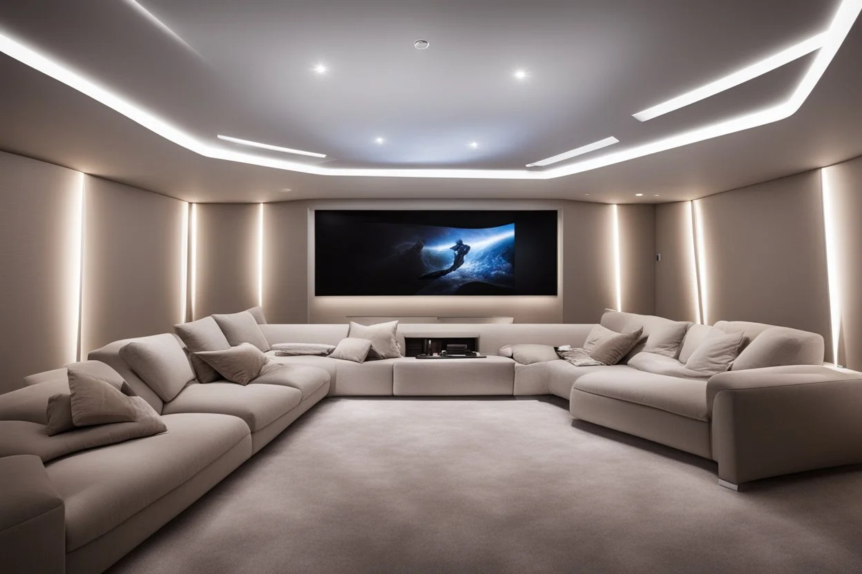 home cinema room with LED lighting in the walls make sure the room is completely symmetrical