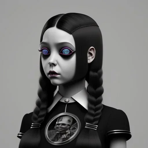 addams family,wednesday addams make up, wednesday addams black dress, wednesday addams hair, hyper detail, octane render, unreal engine 5, 8k resolation