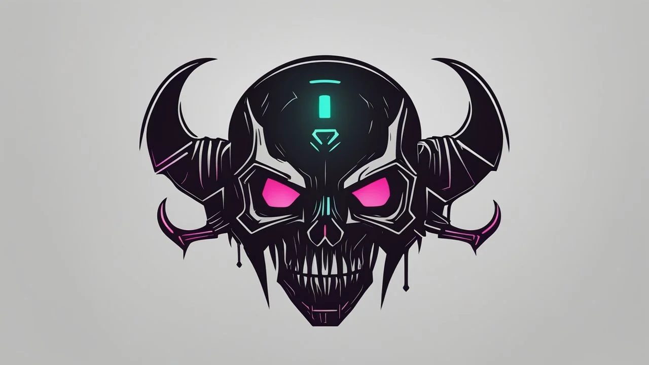 minimalistic cyberpunk demon skull logo