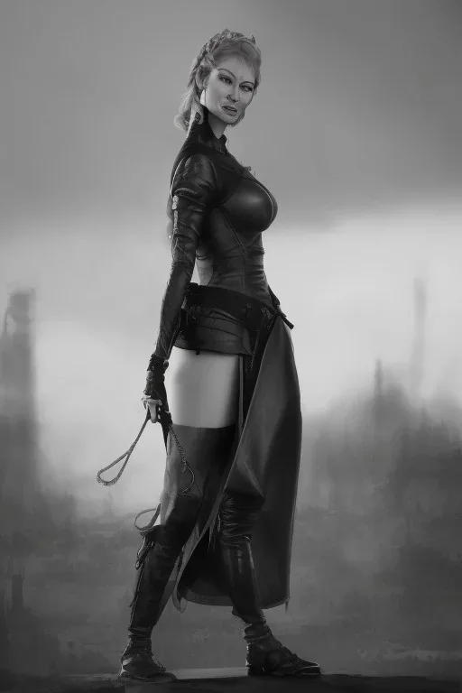 Cersei Lannister as evil dominatrix in black leather, mistress, bdsm, busty, cleavage, curvy, lena headay, angry, stern look. character design by cory loftis, fenghua zhong, ryohei hase, ismail inceoglu and ruan jia. unreal engine 5, artistic lighting, highly detailed, photorealistic, fantasy