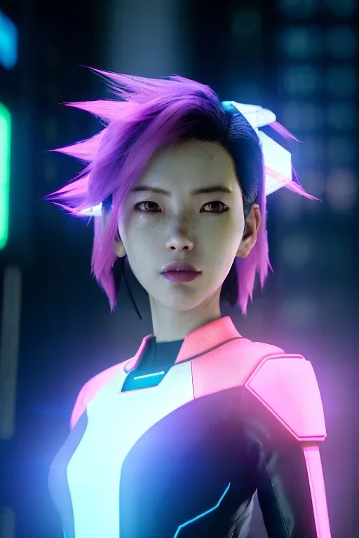 portrait, Asian cyborg woman, ghost in the shell style :: symmetry photography, cyberpunk style, pink hair, makeup, long line eye, light iris, :: black samurai armor, japanese traditional pattern, wires and circuits, pink, white, black :: cinematic, Ultra realistic, dark scene, soft color, highly detailed, unreal engine 5, RTX, ultra detail, 3d, finely drawn, high definition.