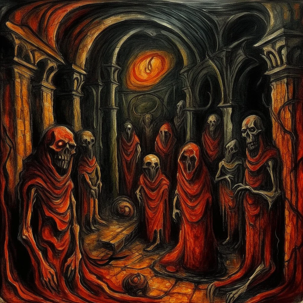 homage to the nightmare, by Arturo Souto, surreal horror, warm spooky colors