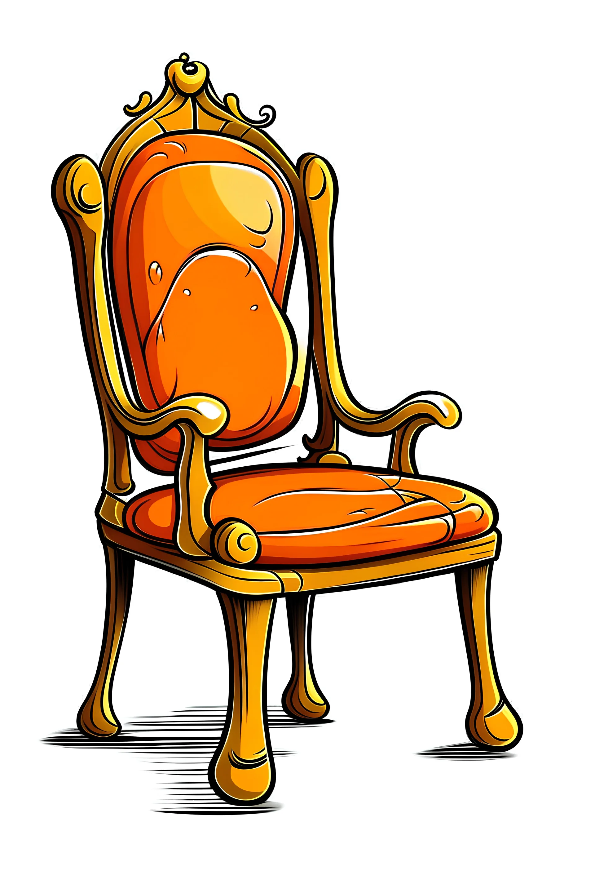 cartoon art for one chair , white background,, no shadows.