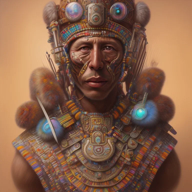 Inca warrior, aztec, rich deep colors masterpiece, sMartin Wittfooth, Luigi Spano, Mandy Jurgens, stellar photography, No skin, muscles showing, flesh, human face anatomy, Close-up, Portrait, Photorealism, crumbles into pieces, Melancholie, Lumen Reflections, Photojournalism, , rich details, ultra-HD