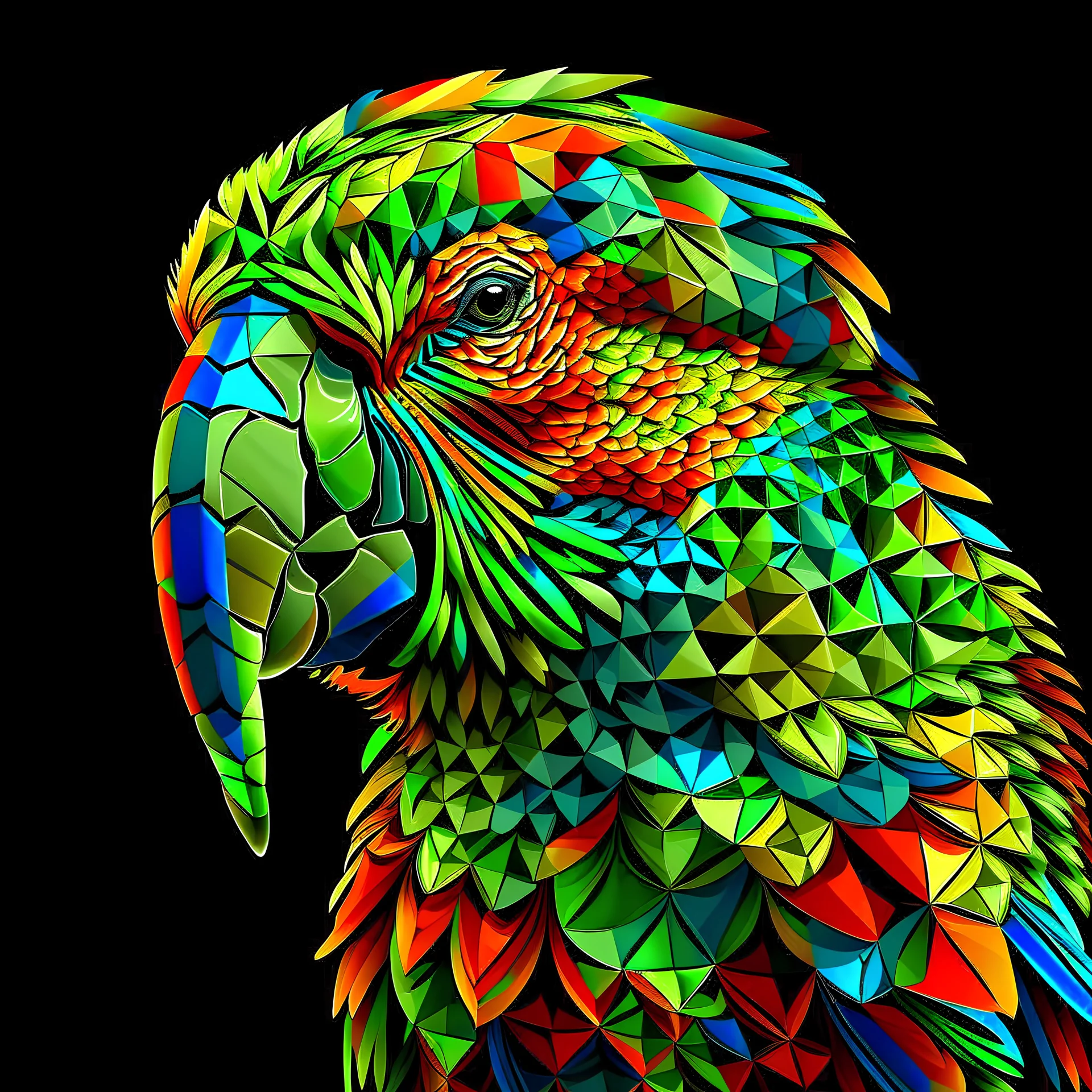 Prompt for a beautiful high resolution kaleidoscope Parrot