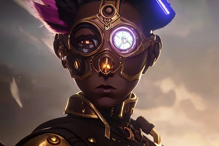 Beautiful steampunk portrait of a robot cyborg in a gemstone mask