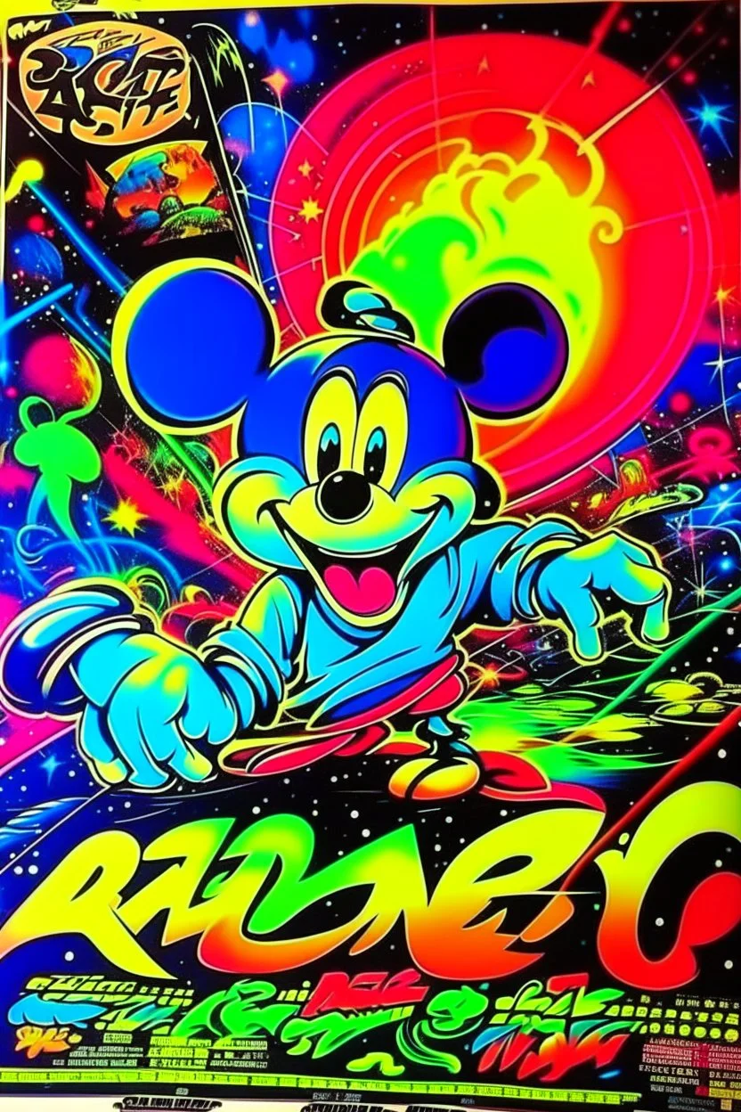 nostalgic Blast from the Past rave party poster cheerfull disney abstract