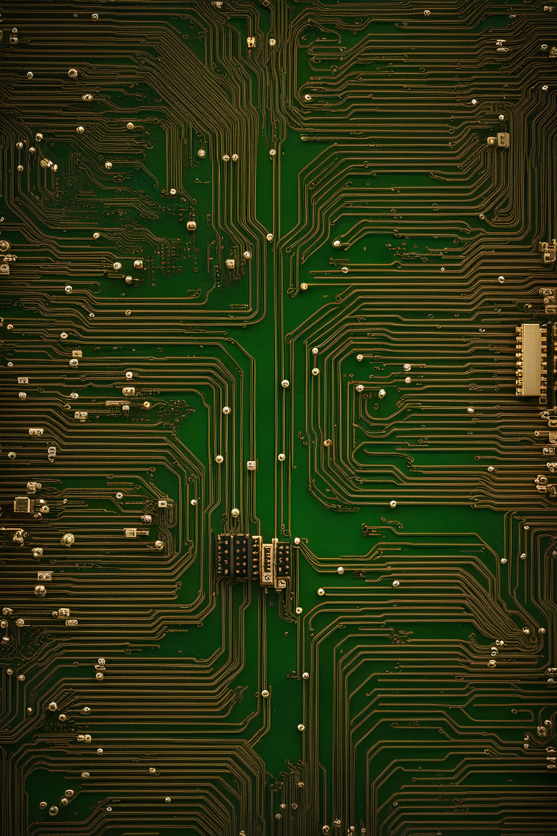 circuit board from above with many connections