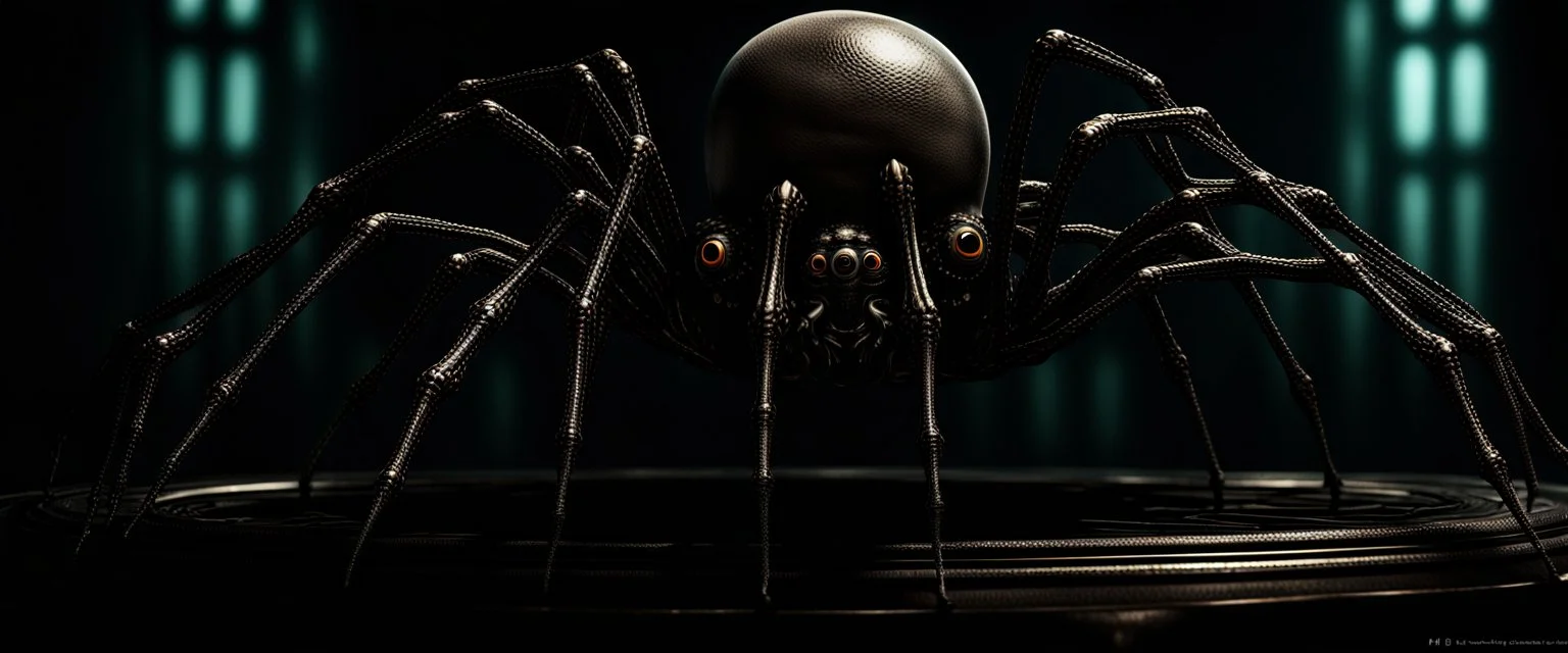 spider human, eight limbs, 6 eyes, 8k 3D, VRAY, concept art, hyperrealism ,photorealism, digital illustration ,Unreal Engine, elaborate, dystopian, detailed retro horror masterpiece, by hr giger