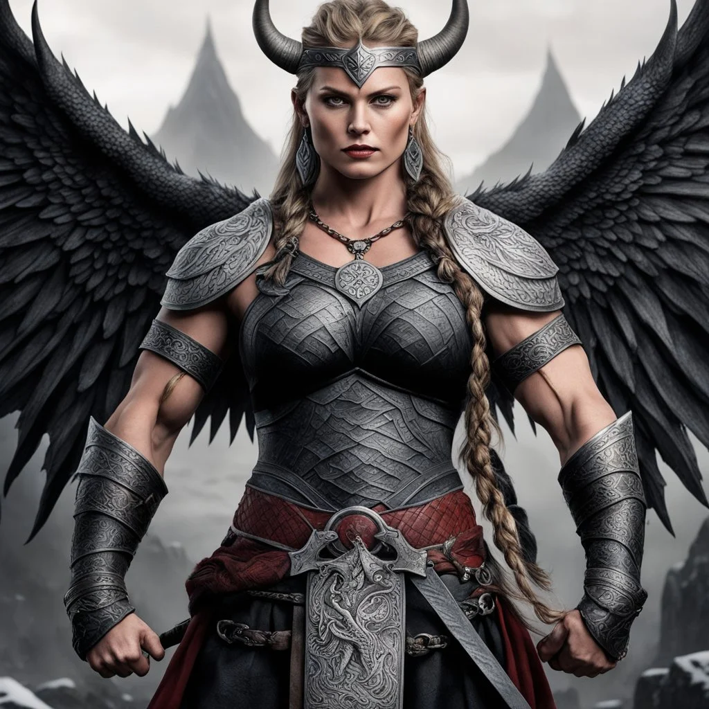 muscle viking woman with dragon back tattoo that extends down her arms, it is the blood eagle: a method of ritual execution