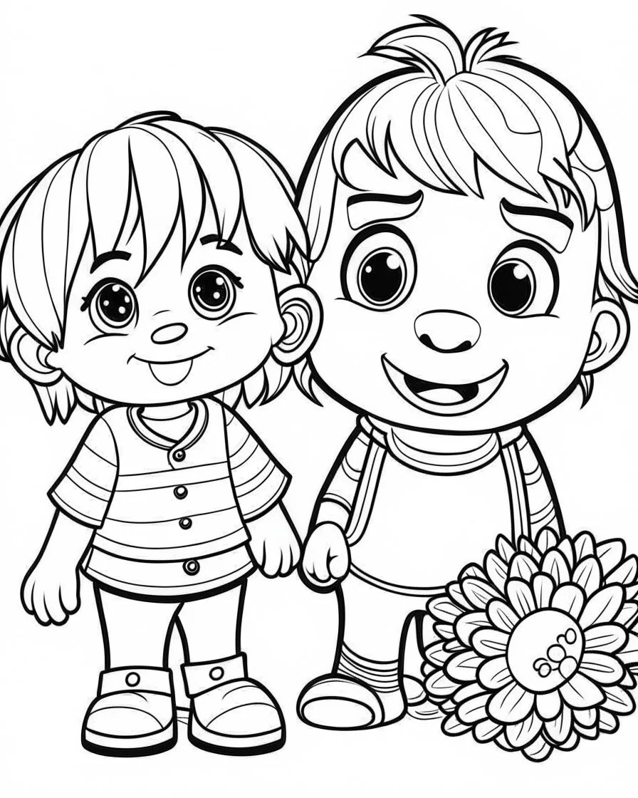 pet cartoons coloring pages , no black color, no no flower, b/w outline art for kids coloring book page, Kids coloring pages, full white, kids style, white background, whole body, Sketch style, full body (((((white background))))), only use the outline., cartoon style, line art, coloring book, clean line art, white background, Sketch style\