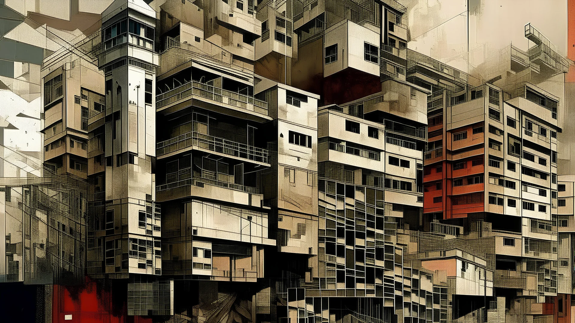 architecture after war collage abstract