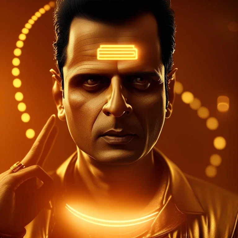 Indian actor Manoj bajpayee, Cartographic, Circuitry, Golden Hour, Closeup-View, 16k, Lumen Global Illumination, Diffraction Grading