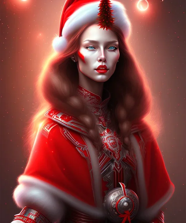 portrait lady red warrior Merry Christmas