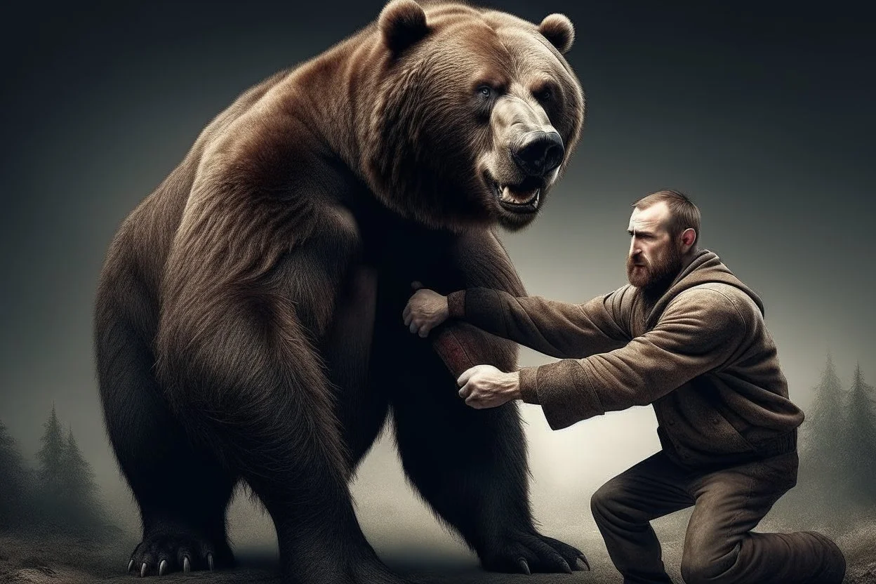 MAN FIGHTNG BEAR