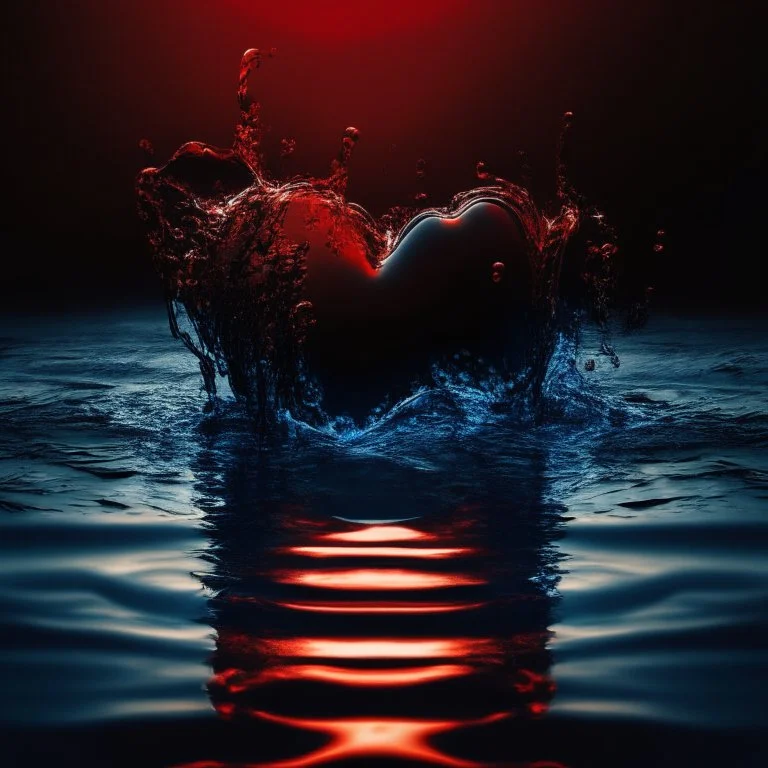 electric heart black and red water