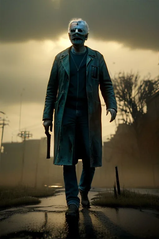 realistic image of joe biden zombie, night, walking style, retro style, 80s, dark ambient, highly detailed, sky background, concept art, unreal engine 5, god rays, ray tracing, RTX, lumen lighting, ultra detail, volumetric lighting, 3d, finely drawn, high definition, high resolution.