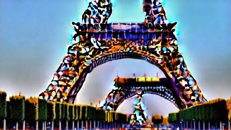 A Tesla semi-truck is racing at top speed, by the Eiffel Tower, in Paris. CINEMATIC. WIDE ANGLE LENS.