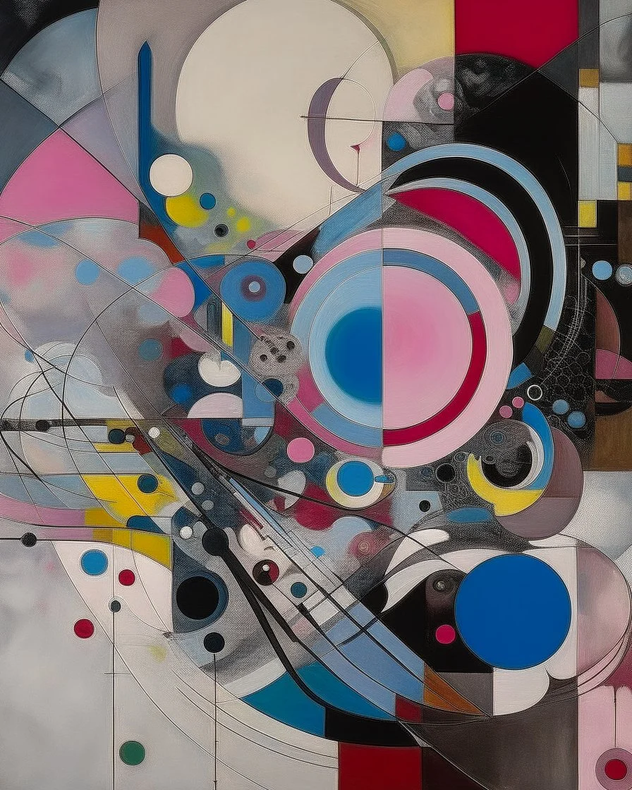 A grayish pink swirly laboratory painted by Wassily Kandinsky