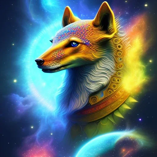 Pleiadean doge with glowing aura